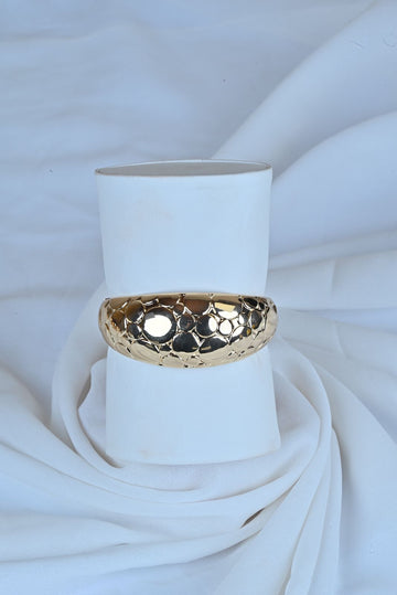 Punk Rough Surface Alloy Big Bangles Bracelets Trend Gold Plated Statement Hand Cuff